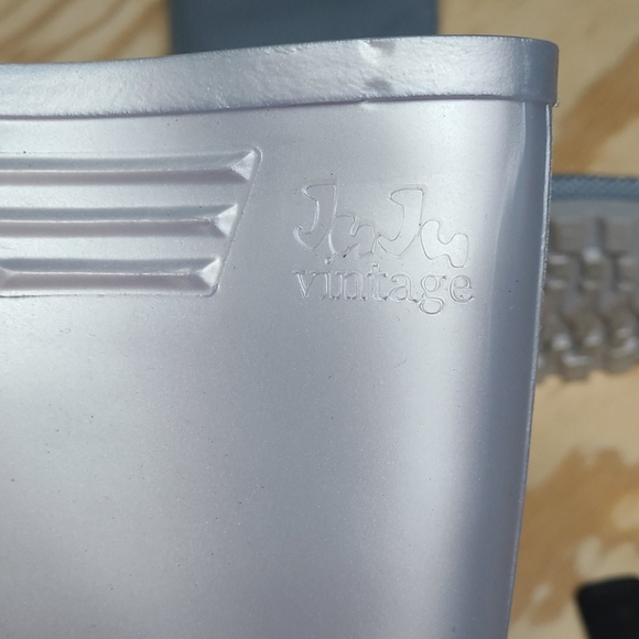 JUJU VINTAGE silver pearl rainboot jellies worn1x - Picture 2 of 4